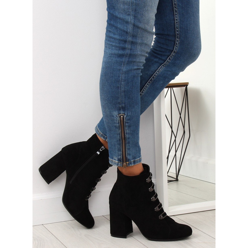 Schwarz OM-15 Schwarze Stiefel mit hohen Absätzen 2