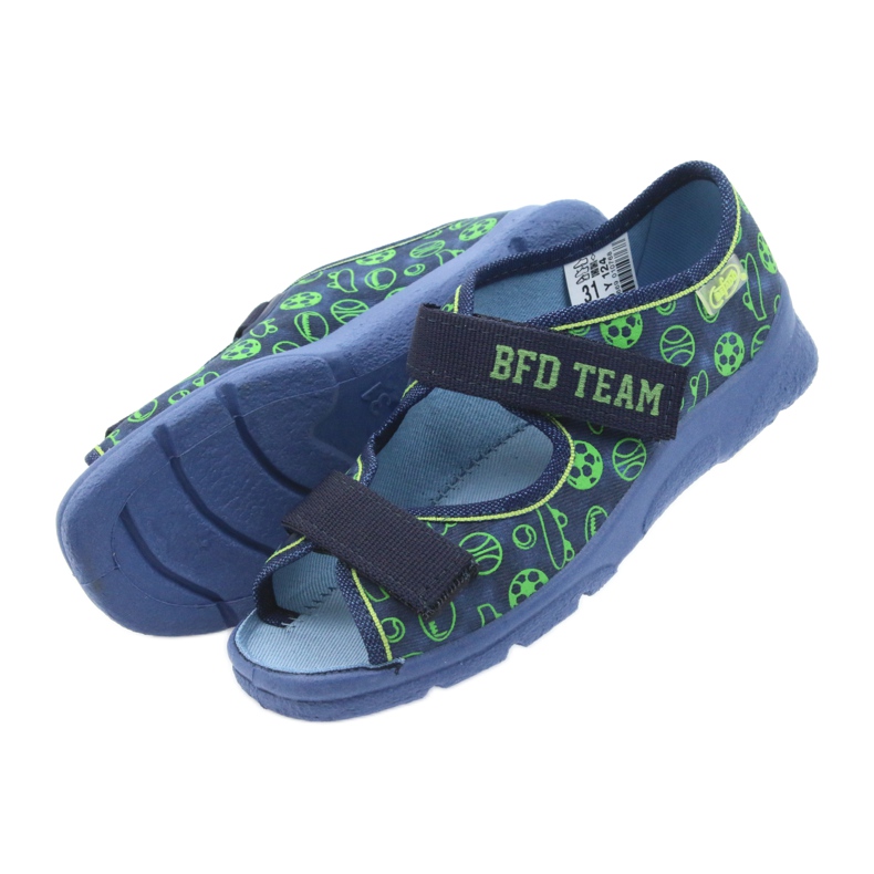 Befado Kinderschuhe Sandalen Hausschuhe 969y124 grün marineblau 4
