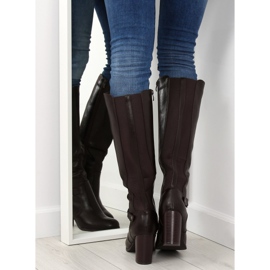 Braune High Heels Stiefel QT02P Braun 1