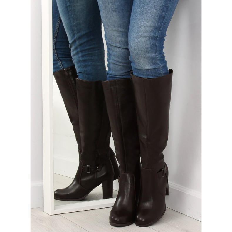 Braune High Heels Stiefel QT02P Braun 2