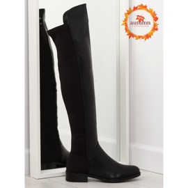 Schwarze Overknee-Stiefel mit flexiblem Obermaterial 1