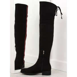 Overknee-Stiefel mit schwarzem Streifen HFN-0296-2 Schwarz 1
