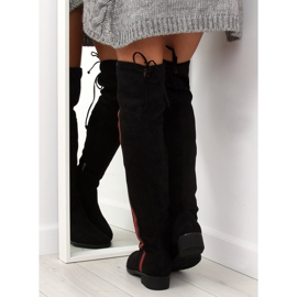 Overknee-Stiefel mit schwarzem Streifen HFN-0296-2 Schwarz 2