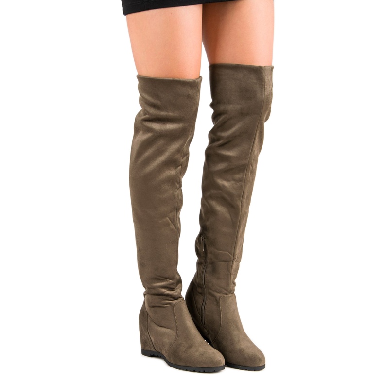 Super Me Hohe Keilstiefel grün 2