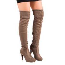 Super Me Wildlederstiefel auf einem hohen Absatz braun 2