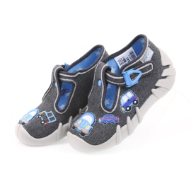 Befado 110P341 graue Kinderhausschuhe blau 3