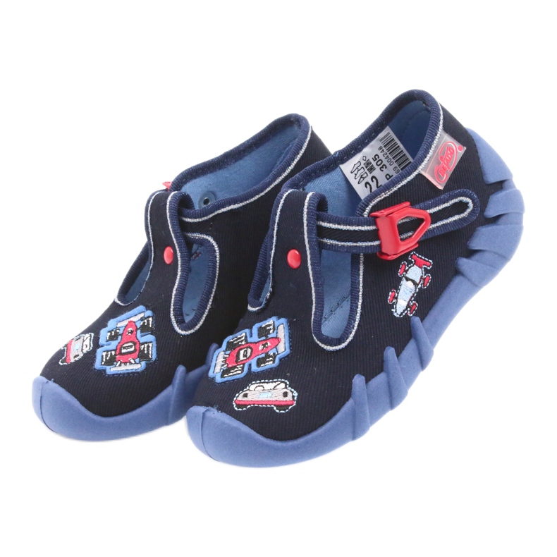 Befado Kinderschuhe 110P305 Hausschuhe blau rot marineblau 3