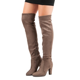 Super Me Hohe Oberschenkelhohe Stiefel beige 1