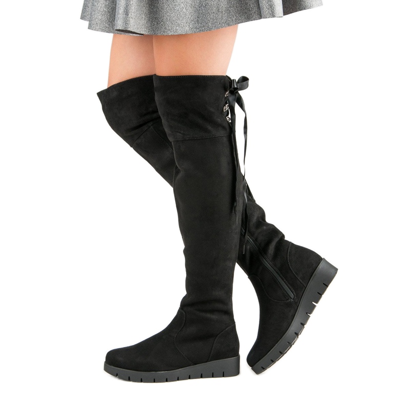 Filippo Plateaustiefel aus Wildleder schwarz 2