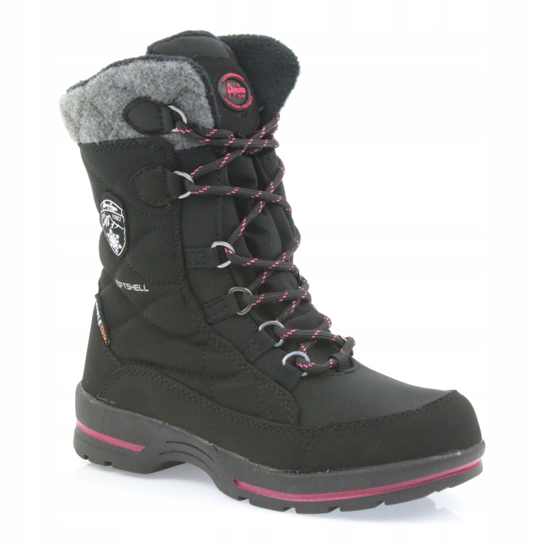 American Club Schwarze Softshell-Schneestiefel mit amerikanischer SN19/20-Membran rosa grau 1