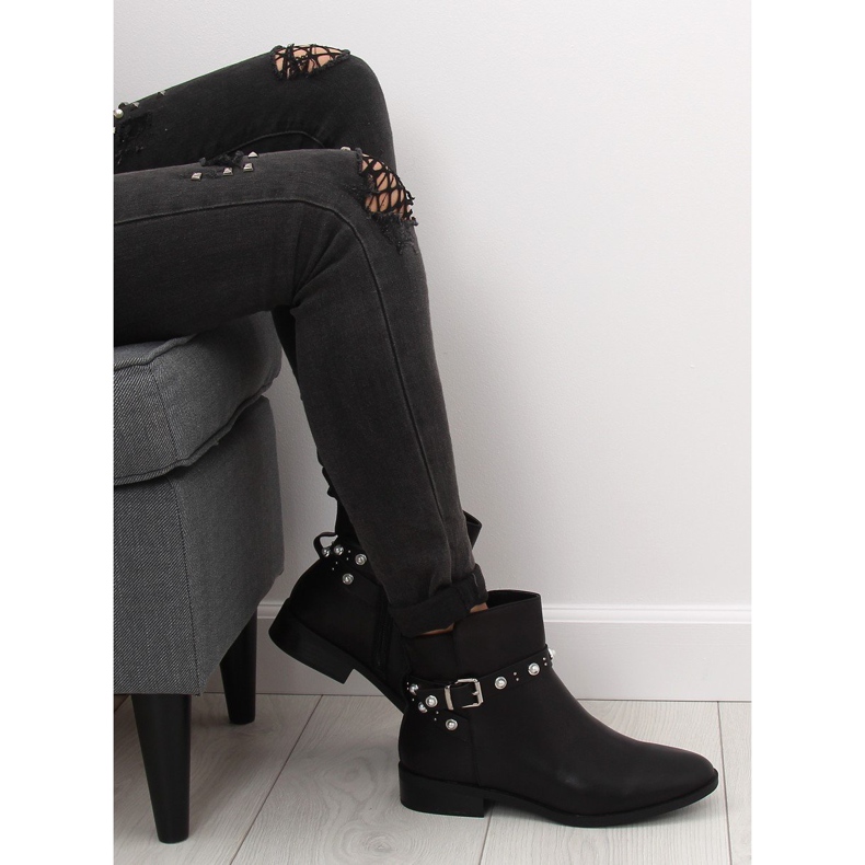 Schwarze Chelsea-Boots mit Perlen 8996 Schwarz 1