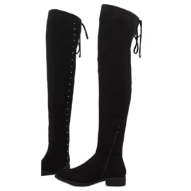 Schwarze Stiefel mit flachen Absätzen 7368 1