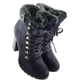 Marineblaue Stiefel mit hohen Absätzen N501 Navy navy blau 1