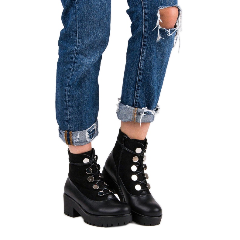 Queen Vivi Geschnürte Arbeiter schwarz 1