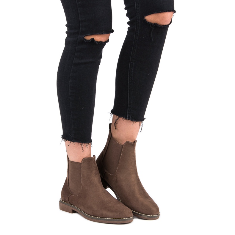 Super Mode Khakifarbene Chelsea-Stiefel aus Wildleder 1