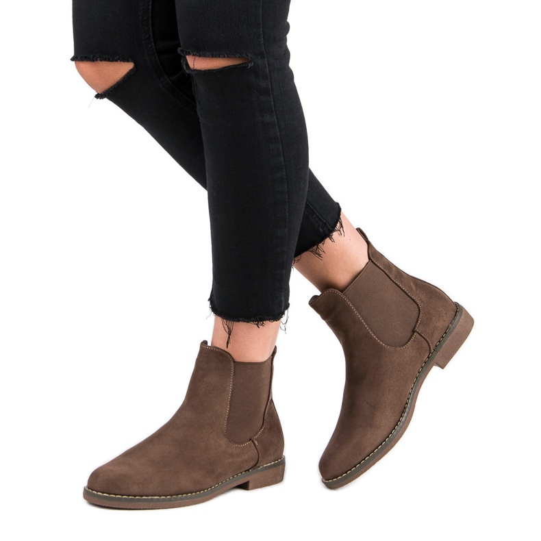 Super Mode Khakifarbene Chelsea-Stiefel aus Wildleder 2