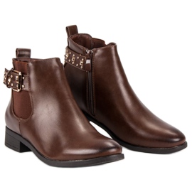 Queen Vivi Braune Chelsea Boots mit Strasssteinen 1