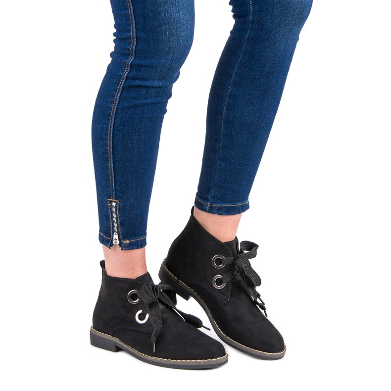 Super Mode Wildleder geknotete Stiefel schwarz 1