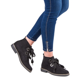 Super Mode Wildleder geknotete Stiefel schwarz 2