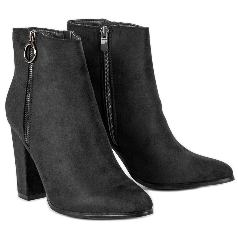 Super Mode Stiefeletten aus Wildleder mit hohem Absatz schwarz 1