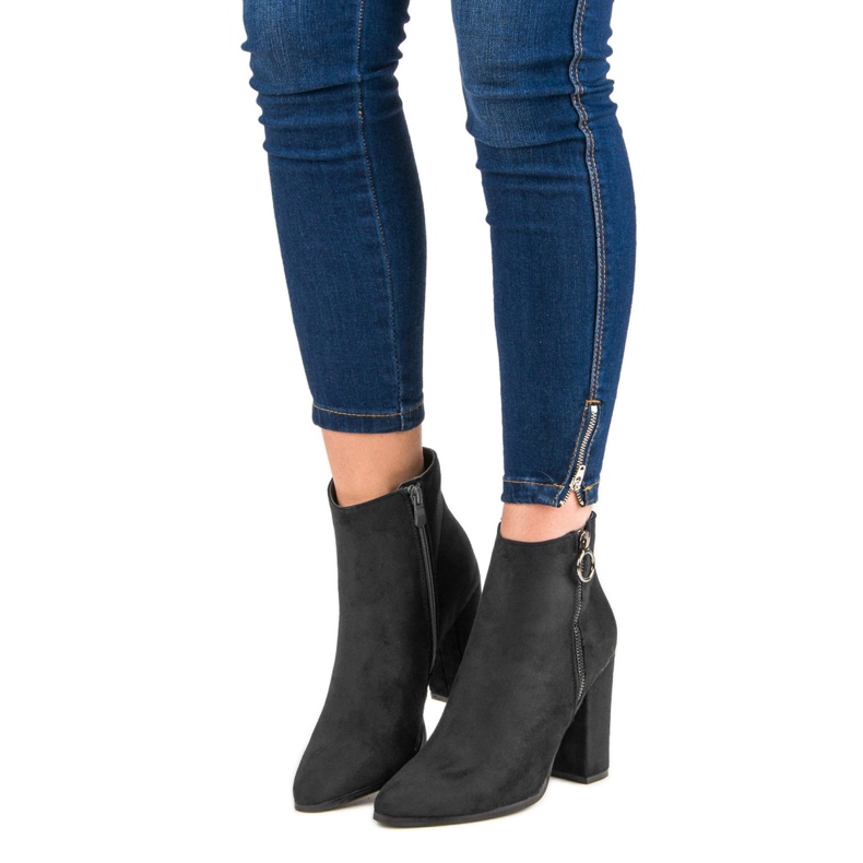 Super Mode Stiefeletten aus Wildleder mit hohem Absatz schwarz 2