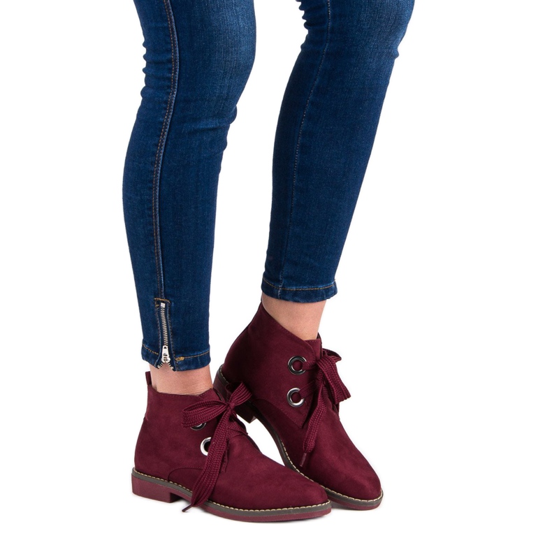 Super Mode Schnürstiefel aus Wildleder rot 1