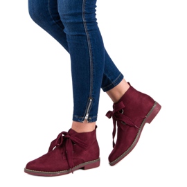 Super Mode Schnürstiefel aus Wildleder rot 2