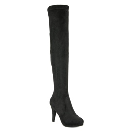 Super Me Wildlederstiefel auf einem hohen Absatz schwarz 3