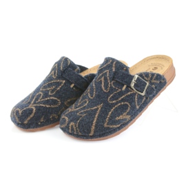 Filzpantoffeln Inblu UA033 goldene Herzen marineblau 3