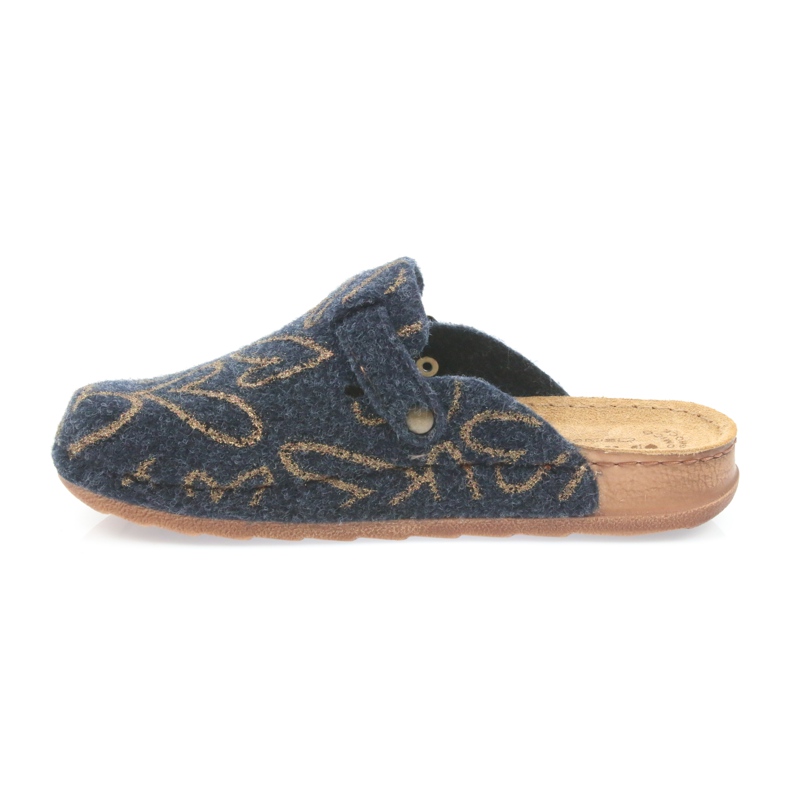 Filzpantoffeln Inblu UA033 goldene Herzen marineblau 2