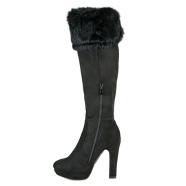 Super Me Overknee-Stiefel aus Wildleder mit Fell schwarz 2