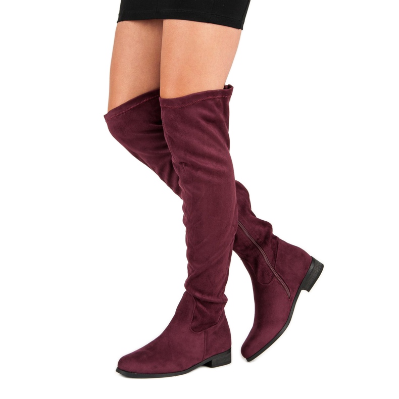 Cm Paris Klassische Overknee-Stiefel aus Wildleder mehrfarbig rot 1