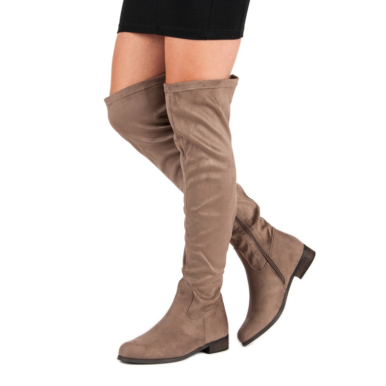 Cm Paris Klassische Overknee-Stiefel aus Wildleder braun 1