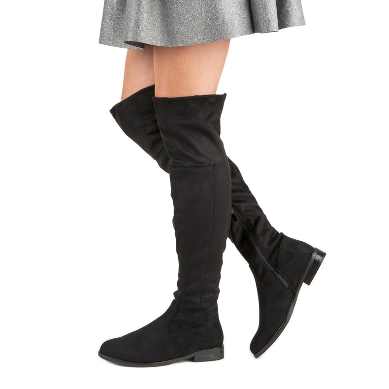 Super Me Overknee-Stiefel mit flachem Absatz schwarz 1