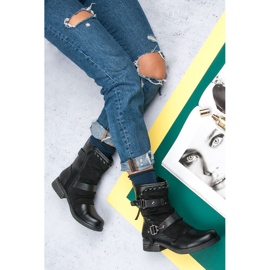 Queentina Rock flache Stiefel schwarz 1