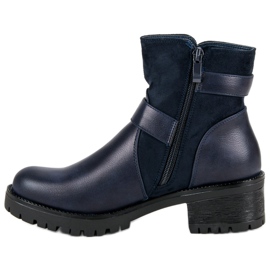 Ideal Shoes Marineblaue Stiefel auf der Plattform 1