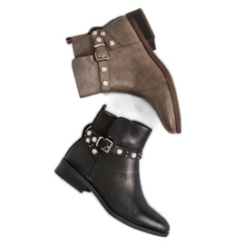 Super Mode Stiefel mit Perlen schwarz 1