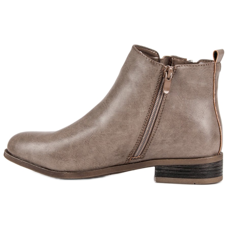 Kayla Beige Stiefel auf flachem Absatz 1