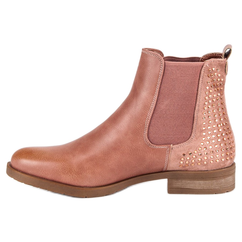 Super Me Chelsea-Boots mit Kristallen rosa 1
