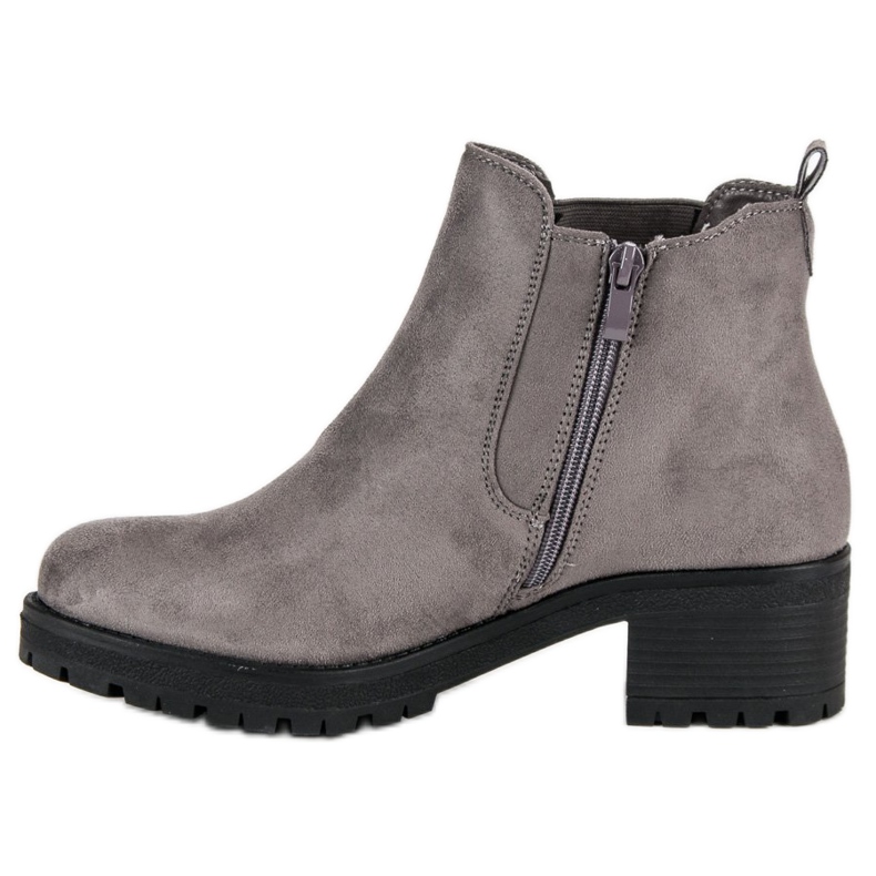 Ideal Shoes Graue Chelsea-Boots auf flachem Absatz 1