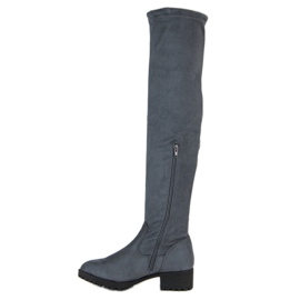 Queentina Overknee-Stiefel aus Wildleder grau 1