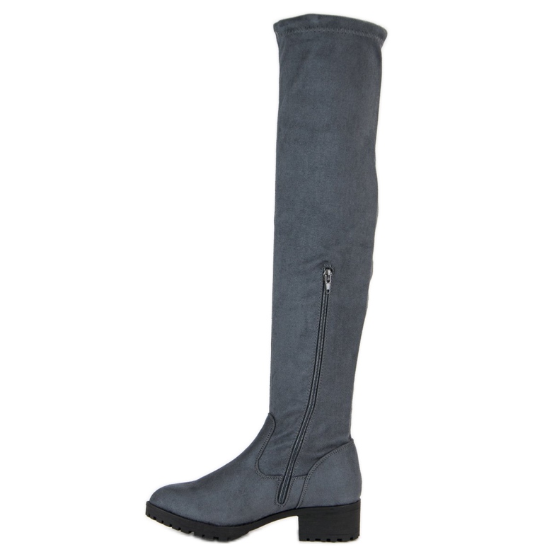 Queentina Overknee-Stiefel aus Wildleder grau 1