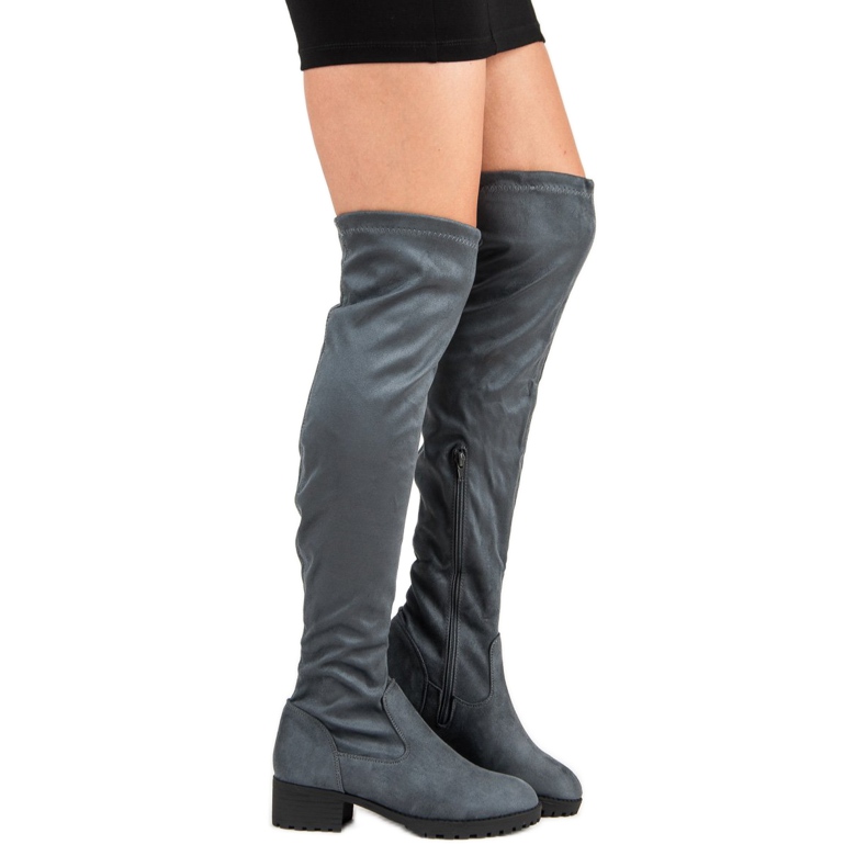 Queentina Overknee-Stiefel aus Wildleder grau 2