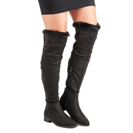 Cm Paris Overknee-Stiefel mit Fell schwarz 1