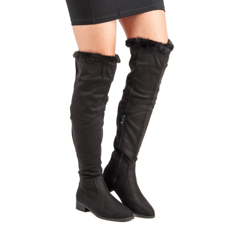 Cm Paris Overknee-Stiefel mit Fell schwarz 1