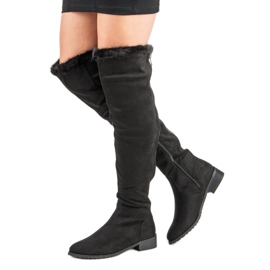 Cm Paris Overknee-Stiefel mit Fell schwarz 2