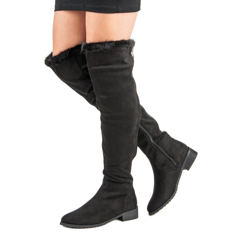 Cm Paris Overknee-Stiefel mit Fell schwarz 2