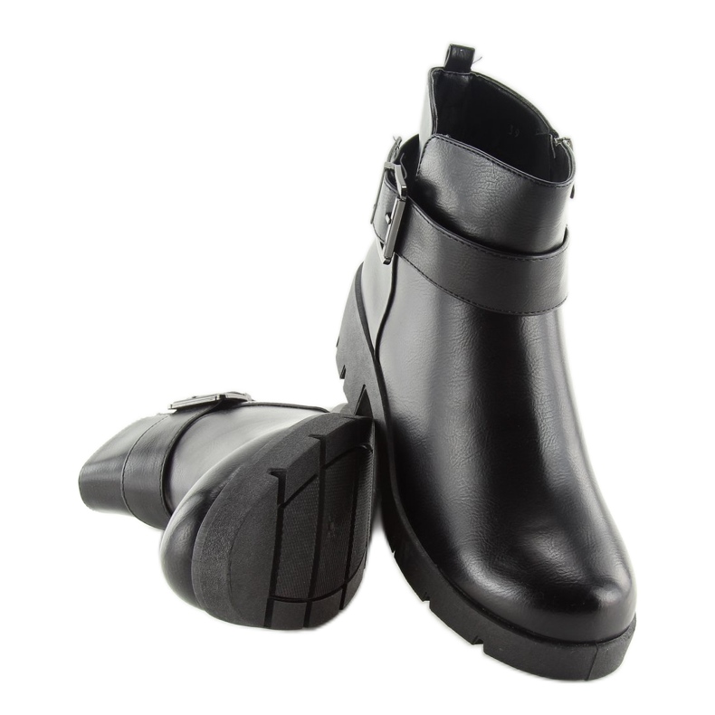 Schwarze Stiefel auf dicken Sohlen 9996-1 Schwarz 2