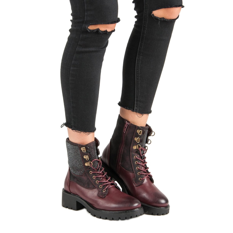 Ideal Shoes Geschnürte Arbeiter auf der Plattform mehrfarbig rot 1