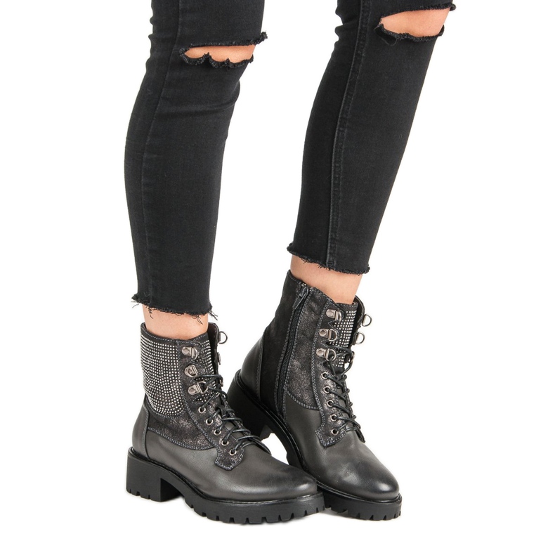 Ideal Shoes Geschnürte Arbeiter auf der Plattform grün 2